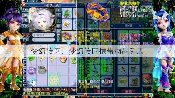 梦幻转区,梦幻转区携带物品列表 第1张 梦幻转区,梦幻转区携带物品列表 第1张